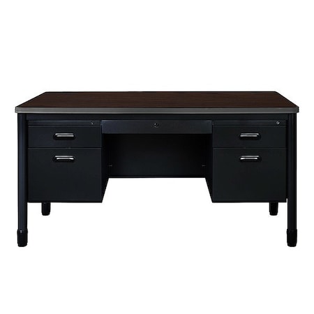 Regency Double Pedestal Desk, Steel Frame, 60 in W 66266DPCDNWBK