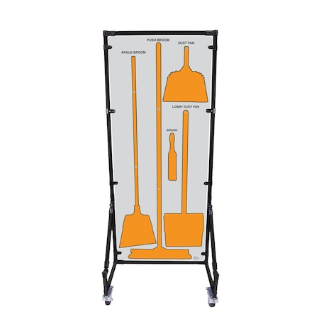5S Supplies Housekeeping Shadow Board Broom Station V1, Gray / Orange Shadows, Kit, No Text HSB-V1-GRAY/ORANGE-KIT-NO TEXT