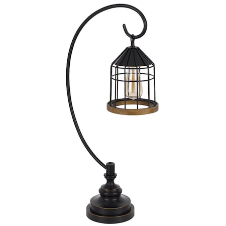 Homeroots 31" Bronze Metal Table Lamp With Bronze Cage Shade 524676