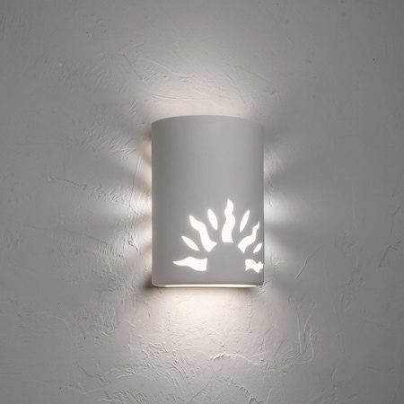 Luxury Lighting Asavva 10.5 in Tall Half-Sun Ceramic Outdoor Wall Light, Paintable White Bisque, 2PK (2) 410-33A-W-ud-7-17