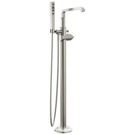 Delta Tetra Floor Mount Tub Filler Trim In Lumicoat Stainless T4789-SS-PR-LHP-FL