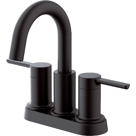 Home Impressions Matte Black 2-Straight Handle Lever 4'' Centerset Bathroom Faucet with Pop-Up F51A1129BL-JPA1