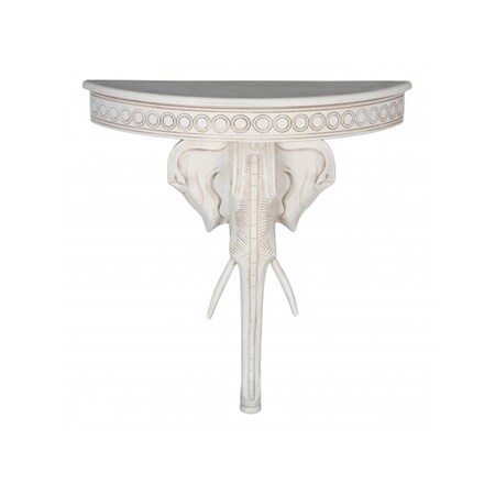 International Caravan Windsor Carved Exotic Elephant Wall Table, Antique White ZM-3804-AW