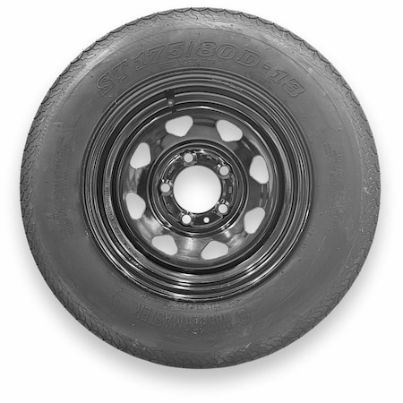 Rubbermaster - Steel Master B78-13 (ST175/80D13) 6 Ply 5 On 4.5 Bolt, Black Wheel Assemblies 599205BLK