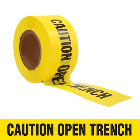 Wod Tape Barricade Tape, Black and Yellow, 3 inch Wide x Polyethylene, 3 mil WOD BRC-COT-03000-8-1000-BY