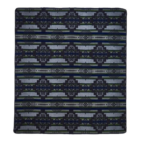 Homeroots Forest Green and Blue Tribal Print Throw Blanket 470424