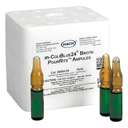 Hach Glass Ampules Broth, 50 mL, PK20 2608420