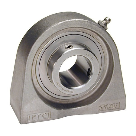 Iptci Pillow Block Bearing, Stainless Steel Housing Material, Set Screw, Ball, 20 mm Dia, Stainless Steel Insert Material SUCSPA204-20MM IP69K