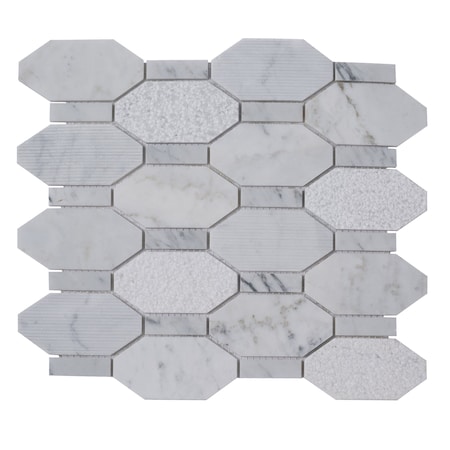 Apollo Tile 11x12 Bianco Carrara Marble Polished, Etched Floor and Wall Mosaic Tile 4.66 sqft/case, 5PK APLBL8802CAA