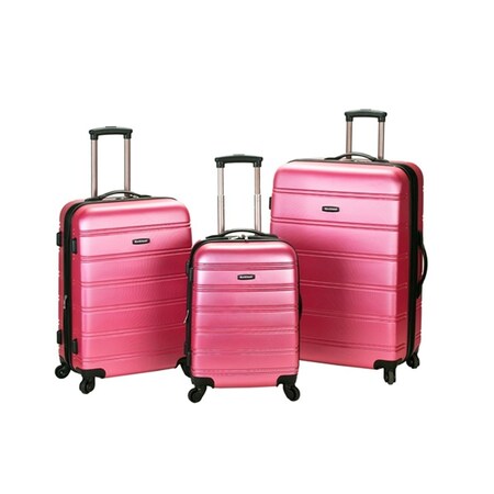 Fox Luggage Rockland  Melbourne 3 Pc Abs Luggage Set F160-PINK