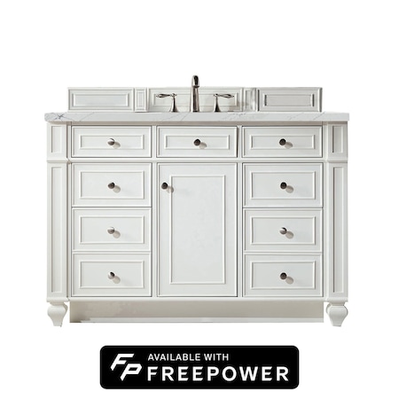 James Martin Vanities 48" S Vanity, Bright White w/Ethereal Noctis Top w/FreePower Wireless Charger 157-V48-BW-FENC
