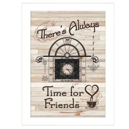 Homeroots Time for Friends 4 White Framed Print Kitchen Wall Art 405394