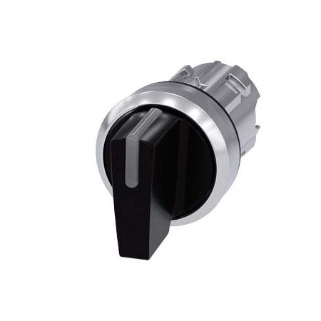 Siemens Illuminable selector switch, 22 mm, round, metal shiny, black 3SU1052-2BM10-0AA0