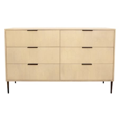 Homeroots 56" Natural Solid Wood Six Drawer Dresser 620849