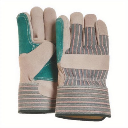 Majestic Glove Double Palm General Purpose Gloves, Work, Wing Thumb Style, L/Size 10, Split Cowhide Leather Palm 4501CDP/10