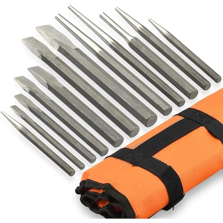 Neiko Cold Chisel and Punch Set, 12 Piece, Cr-V Steel, Remove Pins and Bushings 02623A