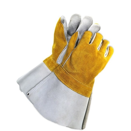Bdg Welding Gloves, Gray, Yellow, Universal, PR 64-9-AG-7-12