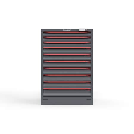 Strong Hold 10 drawer cabinet - (3x 2ft, 6x 3ft, 1x 4ft) - Red accents - Electronic Lock S3044-PPRAS-1002DS