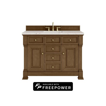 James Martin Vanities Brookfield 48 in. Single Vanity, Honey Oak w/ 3 CM Victorian Silver Silestone Top 547-V48-HNO-FVSL