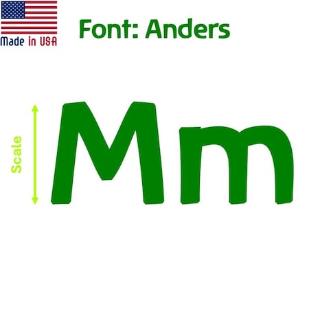 Aacc Self-Adhesive Vinyl Letter: m, Scale: 10 in. Color: Green Font: Anders by, 8PK AACC-Anders-lm-Green-I10x8