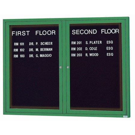 Aarco Illuminated Outdoor Enclosed Directory w/ Al Frame, Powder Coated Green, 48''Hx60''W OADC4860IG