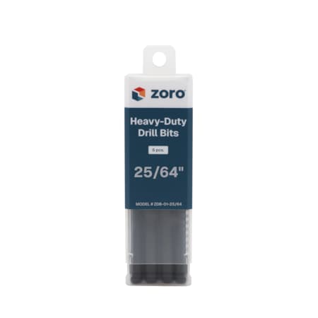 Zoro 25/64" Drill Bit, Heavy-Duty M2-Premium HSS Jobber Length Split Point Black/Gold Finish ZDB-01-25/64