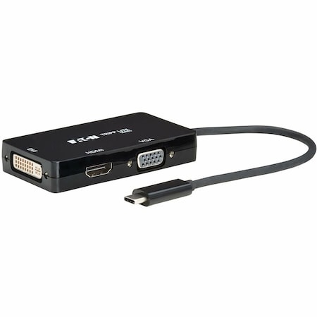 Eaton Tripp Lite series USB C Multiport Adapter M/3xF 4K60Hz HDMI 1080p VGA + DVI Ports Black U444-06NHDV4K6B