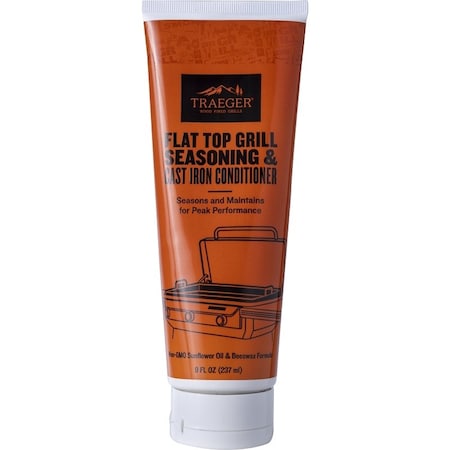 Traeger Flat Top Grill Seasoning and Cast Iron Conditioner, Cream, 8 oz Bottle BAC731