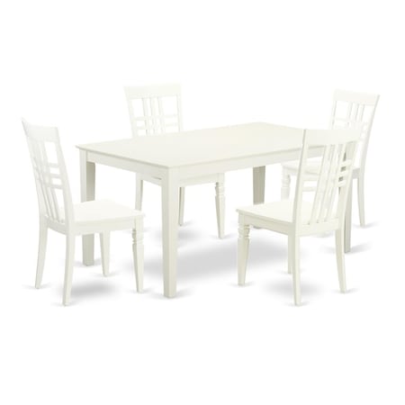 East West Furniture 5 Piece Dining Table Set, 5PK CALG5-LWH-W