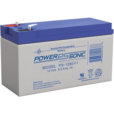 Power-Sonic Power Sonic PS-1280F1 - 12V 8Ah Rechargeable Sealed Lead Acid (SLA) Battery PS-1280F1