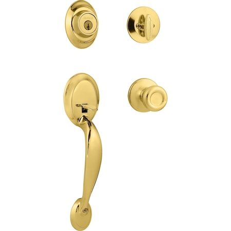 Kwikset 687DAxT 3 SMT CP Dakota Handleset with Tylo - Polished Brass 96870-091