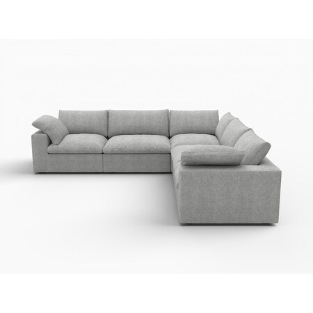 Homeroots Light Gray Linen Blend Modular L Shaped Five Piece Corner Sectional 716923