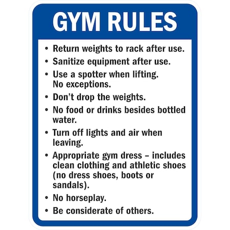 Lyle Gym Rules, Return Weights To Rack After Use, Sanitize, 18x24, High Intensity Prismatic, White G-10701-HI_18x24