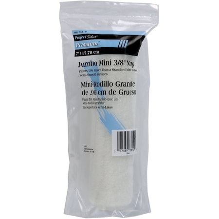 Linzer Paint Roller Cover, 3/8 in Thick Nap, 6-1/2 in L, Fabric Cover, White MR738