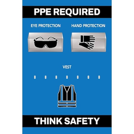 Visual Workplace PPE Shadow Board, Blue, 24 in H 30-1910-3624-P70803
