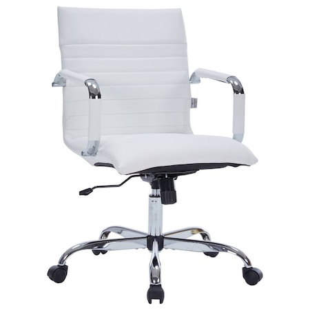 Leisuremod Harris Faux Leather Office Chair, White HO19WL