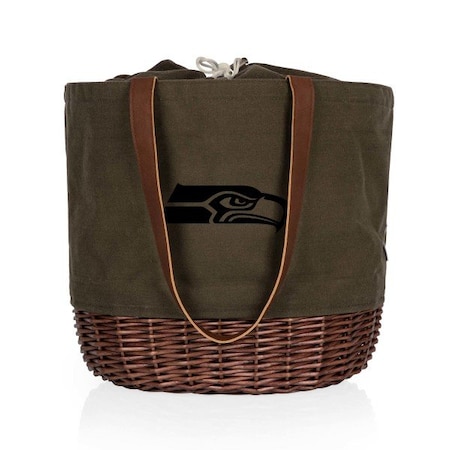 Picnic Time Family Of Brands NFL Seattle Seahawks - Coronado Canvas and Willow Basket Tote 203-00-140-284-2