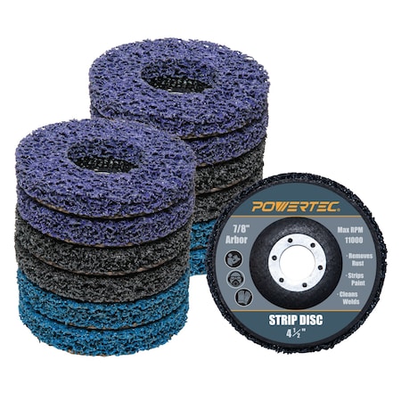 Powertec 4-1/2 in. Strip Discs for Angle Grinder, 7/8 in. Arbor Stripping Wheel, 12PK 11103-P2N