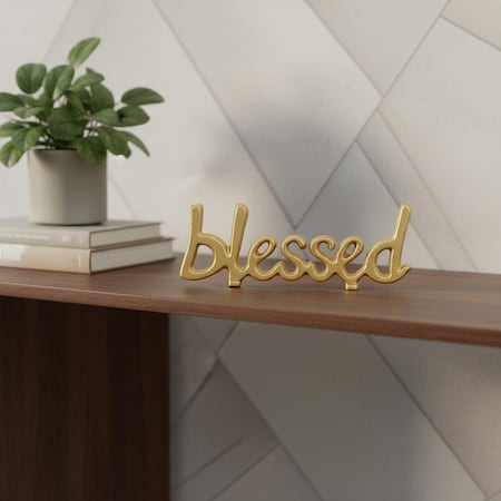 Homeroots 8" Gold Cast Iron Blessed Hand Painted Tabletop Sculpture 634470