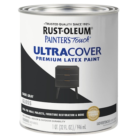 Rust-Oleum Interior/Exterior Paint, Gloss, Dark Gray, Quart 1986502