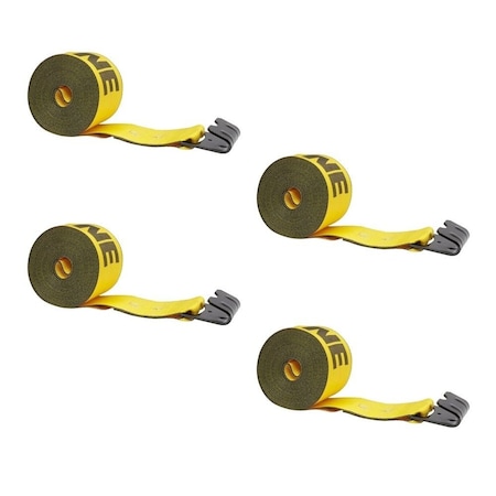 Mytee Products 4in x 40ft Winch Strap with Flat Hook - Kinedyne, Gold, 4PK WS440Kx4