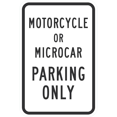 Lyle Motorcycle Or Microcar Parking Only, 12x18, Diamond Grade, White G-2649-DG_12x18