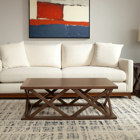 Homeroots 48" Brown Solid Wood Geo Frame Coffee Table 597144
