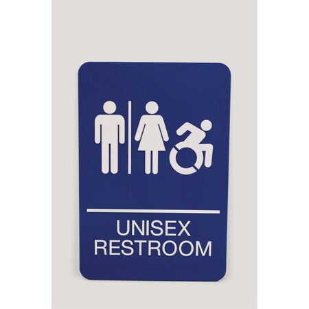 Headline Sign ADA Sign, Unisex Restroom, 6 x 9, Blue Face, White Graphics 7771