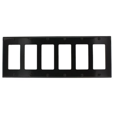 Leviton Decora Wallplate, Standard Size, Gang 6, Black 80436-E