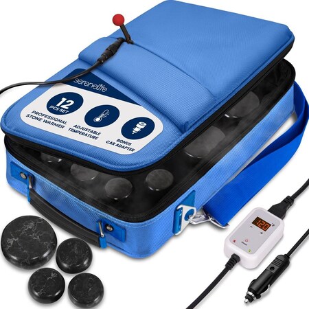 Serenelife Portable Massage Stone Warmer Set PSLMSGST40BL