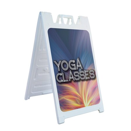 Signmission Yoga Classes, A-Frame & 2 Sign Inserts, Heavy-Duty Plastic Frame SBHD-C-2436-30441