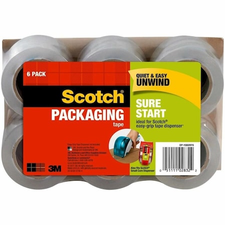 Scotch Sure Start Packaging Tape, No Color, 6PK MMMDP1000RF6