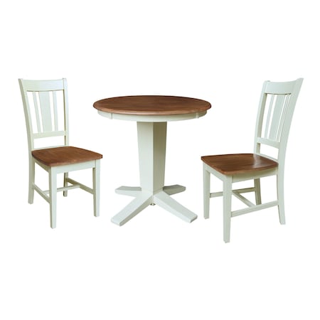 Whitewood Industries Rectangular Fixed Top Table W/ 2 Chairs, 30 in W, 29.9 in L, 30 in H, Parawood, Hickory/Shell K79-30RT-23B-C10-2
