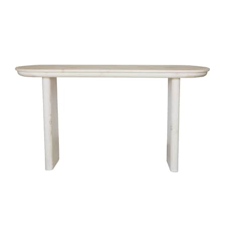 Homeroots 60" Natural Solid Wood Oval Console Table 555318